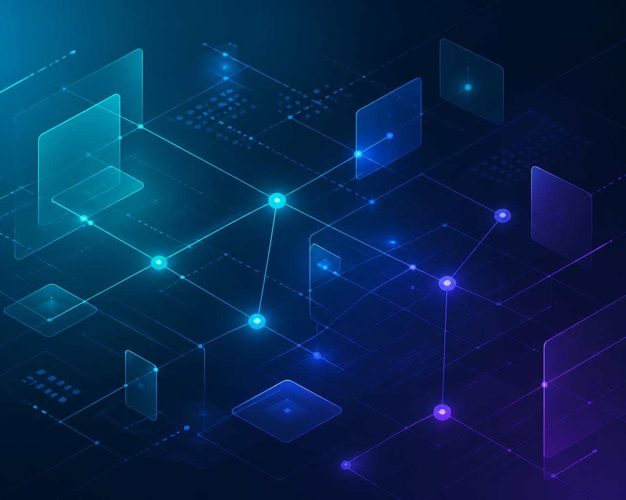 Abstract illustration of a connected digital network representing MittuTech software and AI solutions